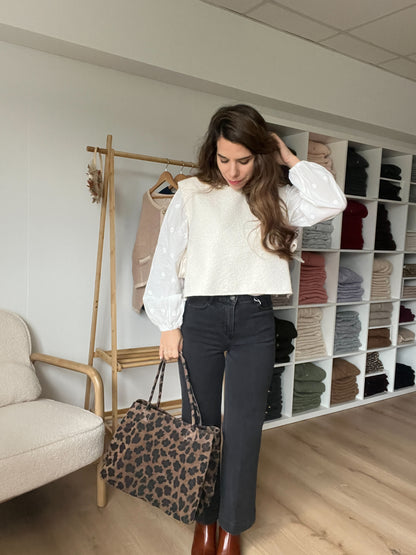 Pull sans manche avec nœuds Jeanne écru
