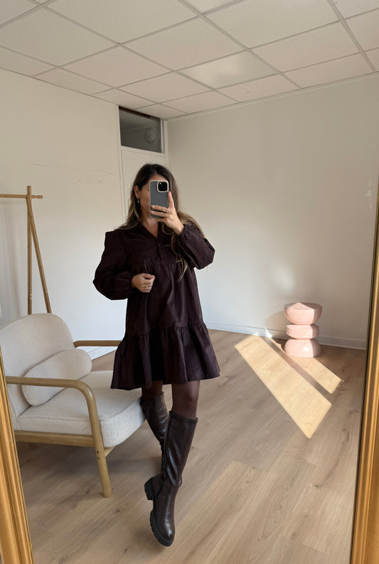 Robe en velours Hortense chocolat