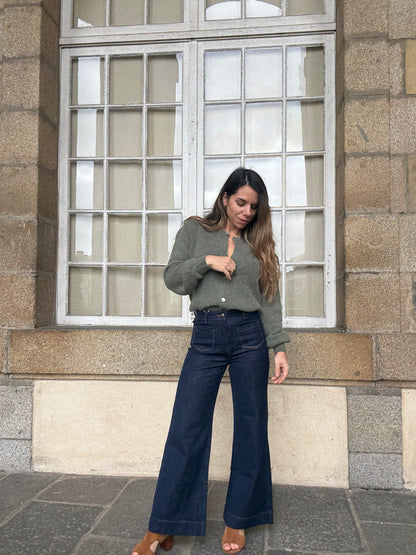 Maille en laine Léonie olive