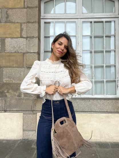 Grand sac à main en cuir Jodie taupe