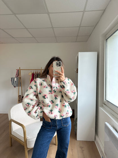 Veste moumoute fleurie Lisa