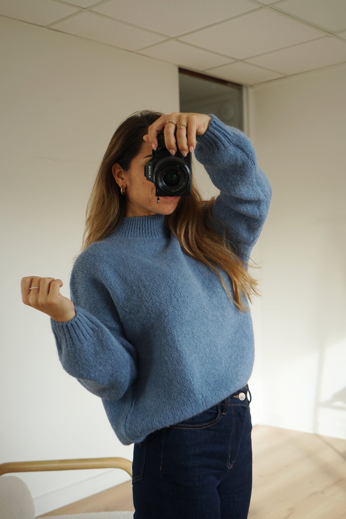 Pull en maille à col rond Hortense bleu