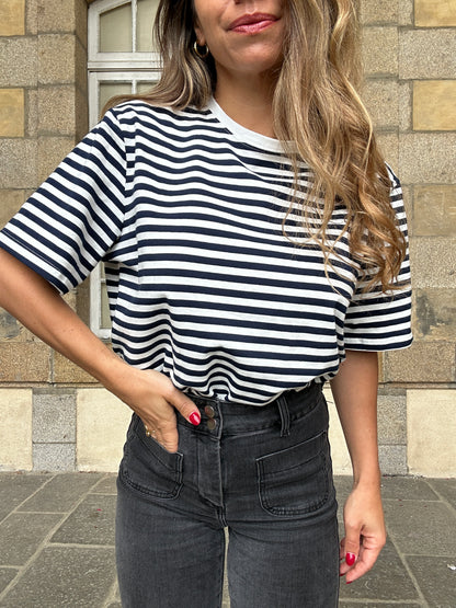 Tee-shirt rayé bleu marine Jules