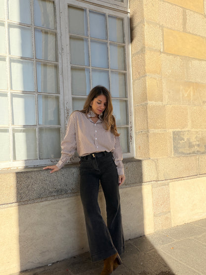 Chemise rayée chocolat Elise