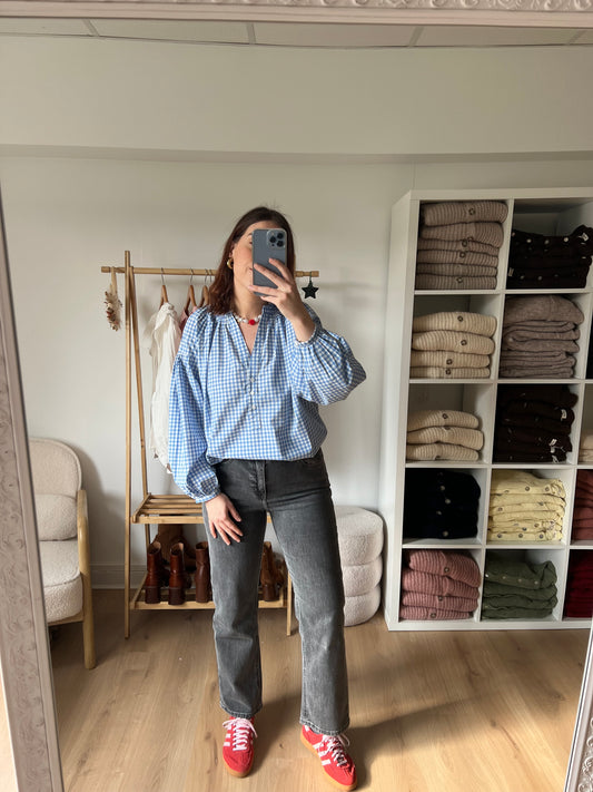 Blouse vichy bleu ciel Clothilde