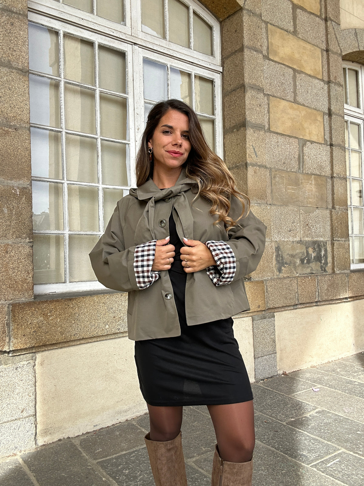 Veste à capuche amovible Garance kaki