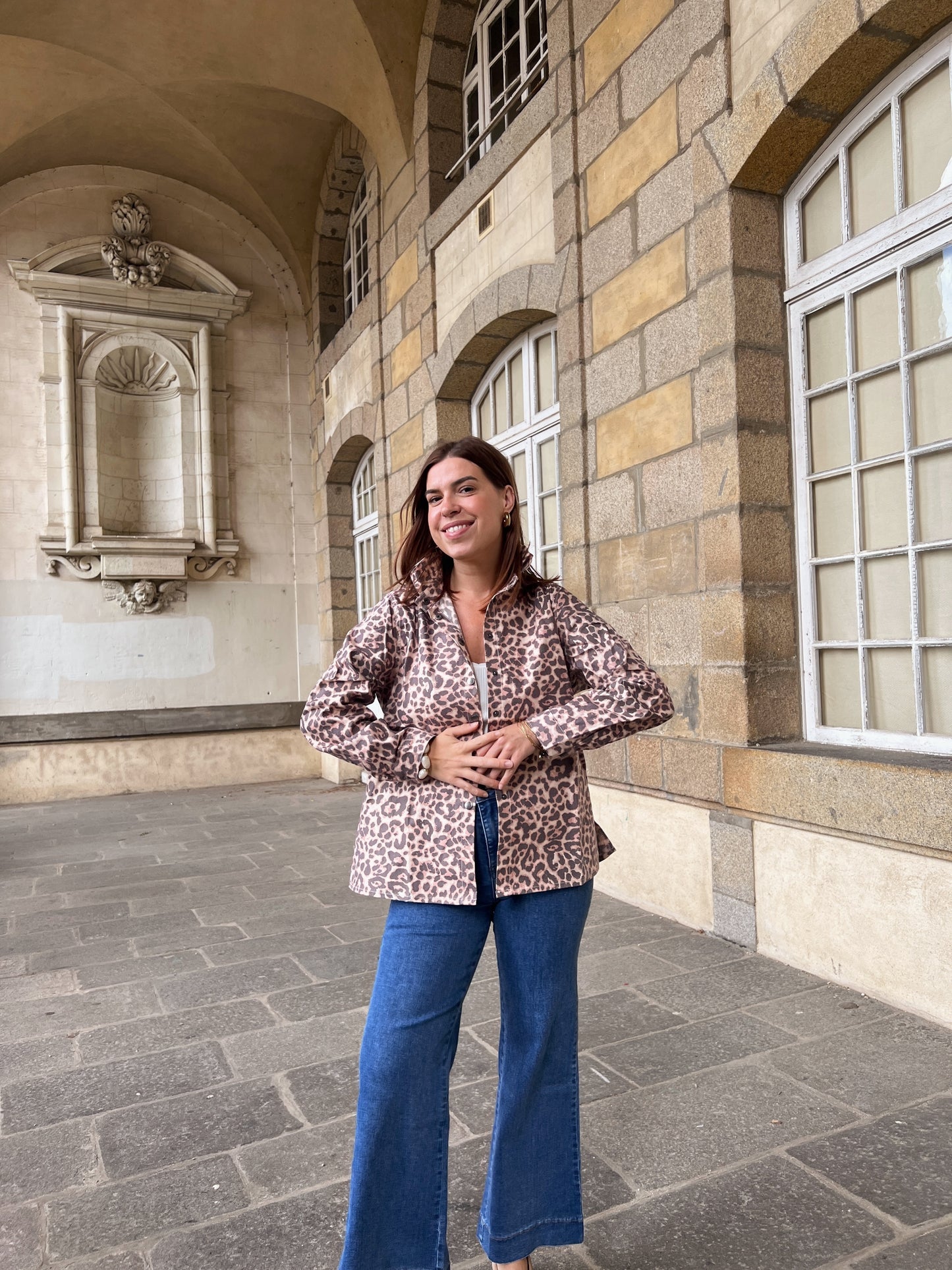 Veste en jean Céleste Léopard