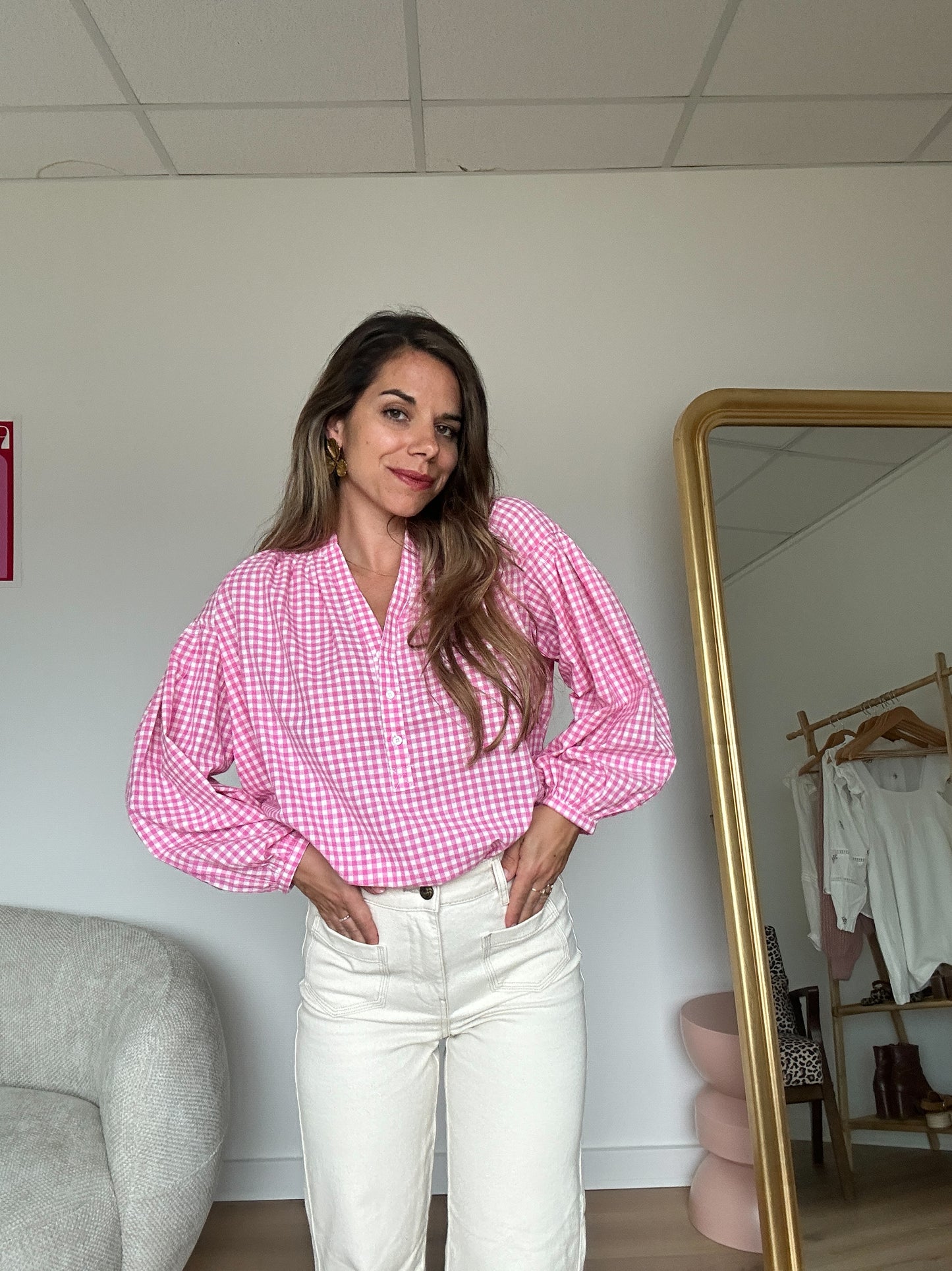 Blouse vichy rose Clothilde
