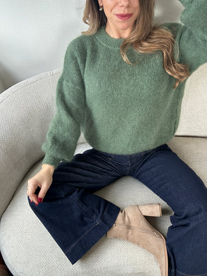 Maille en mohair et laine Gaia kaki