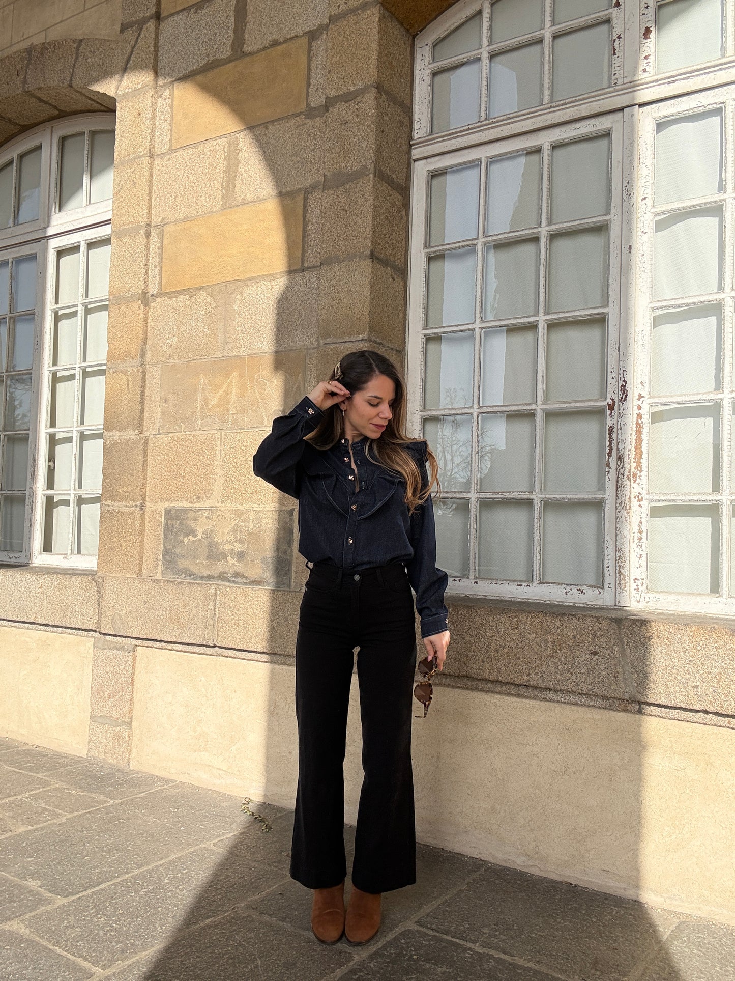 Chemise en jean à volants Elena