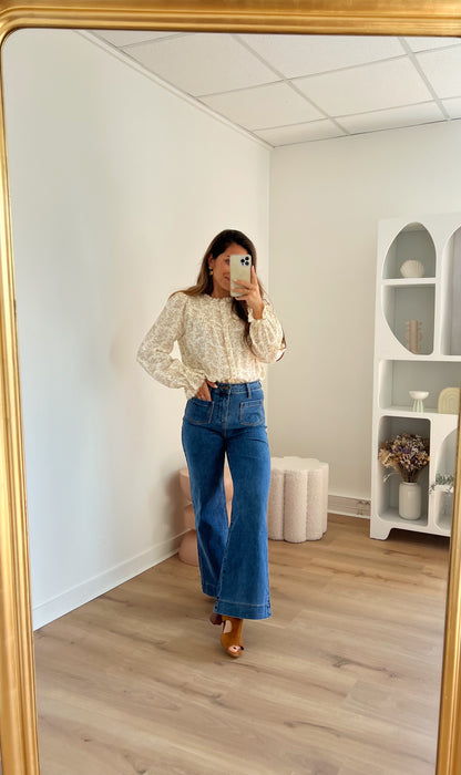 Blouse fleurie Amélia beige
