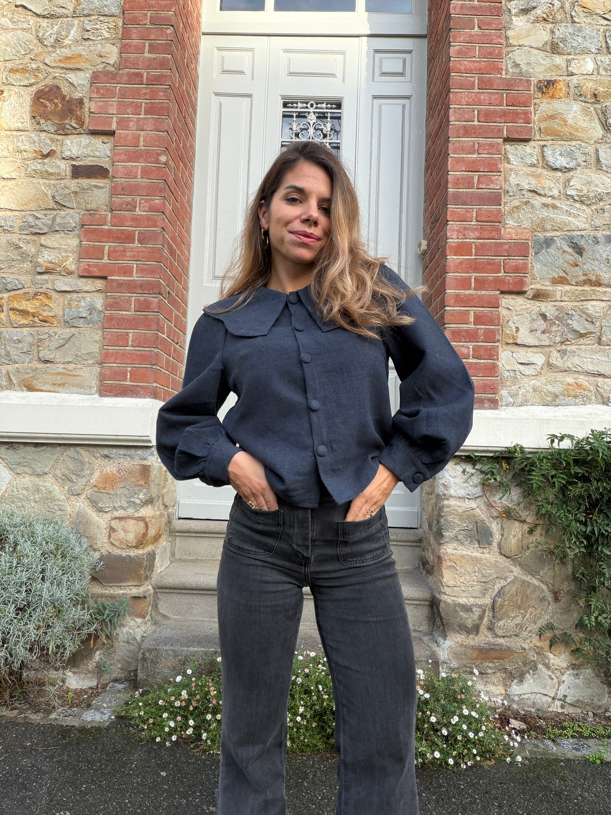 Blouse à col volanté Elisabeth