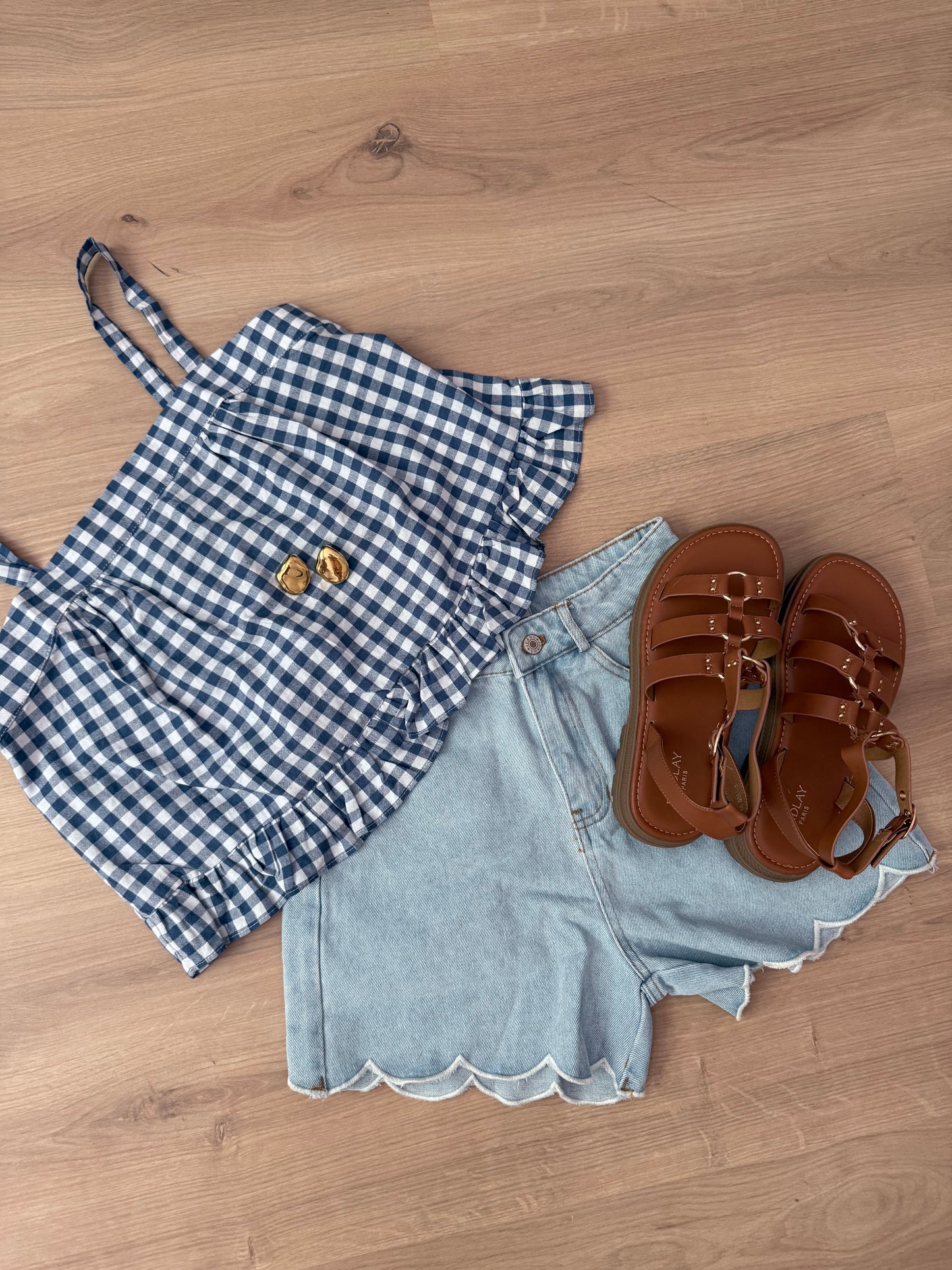 Top Callie vichy bleu marine