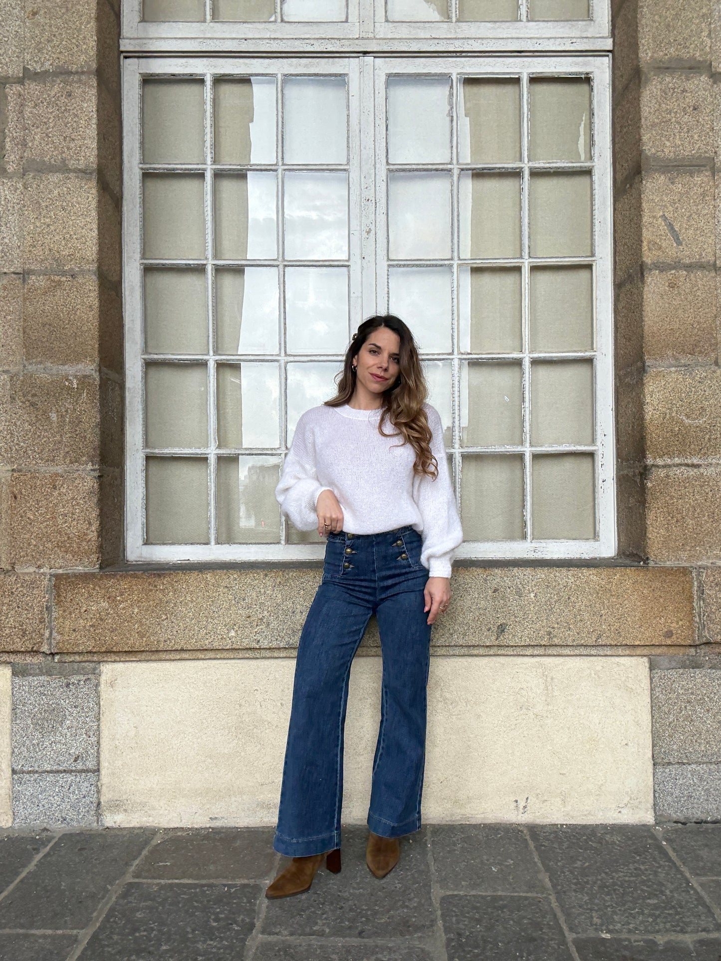 Maille en mohair et laine Gaia blanche