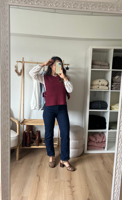Pull sans manches à noeuds bordeaux Valentine