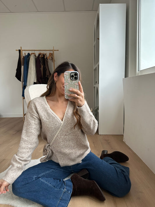 Cardigan à noeud Chloé taupe