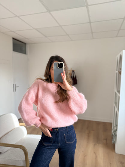 Maille en mohair et laine Gaia baby pink