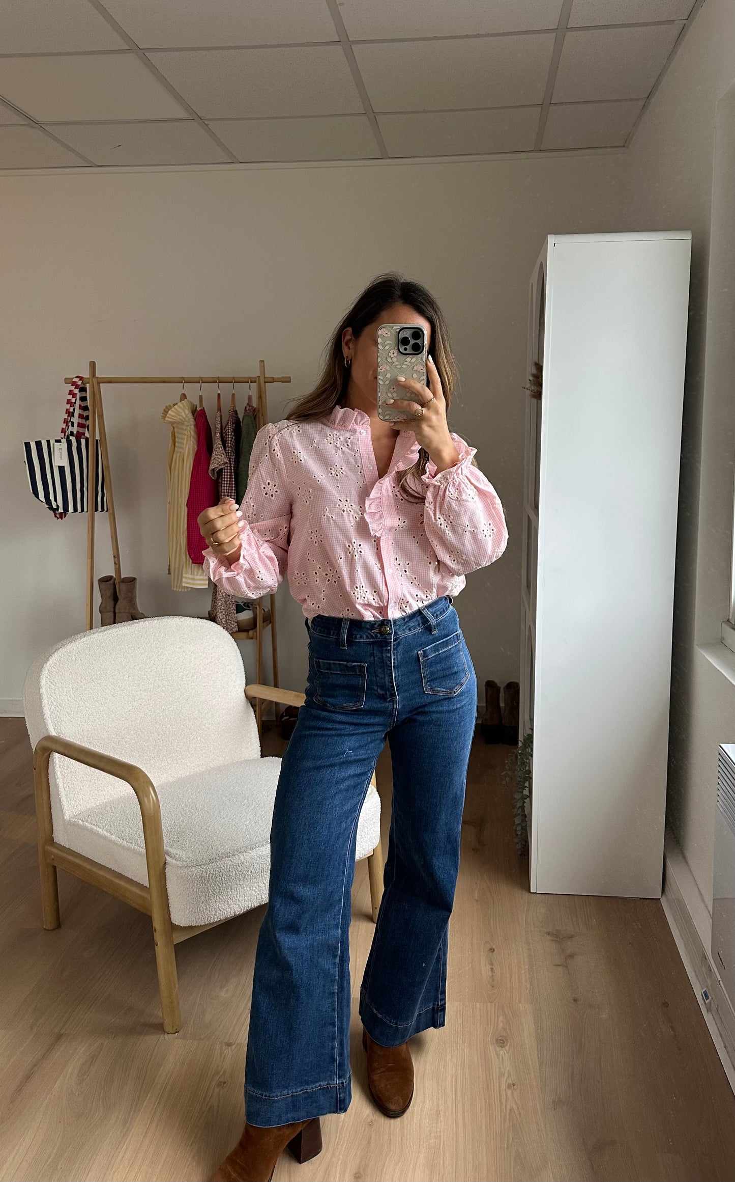 Blouse brodée baby pink Apolline