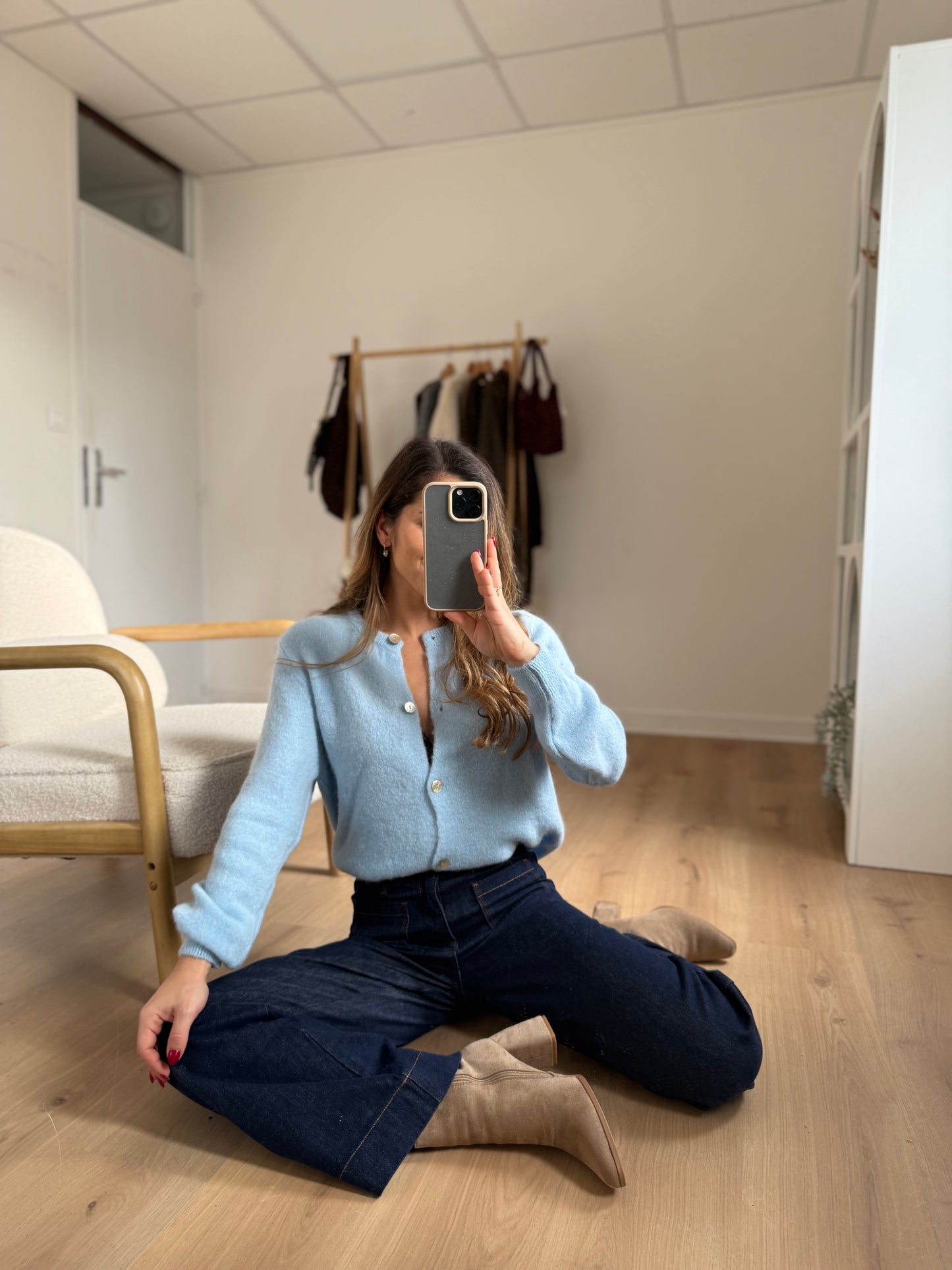 Maille en laine Léonie bleu glacier