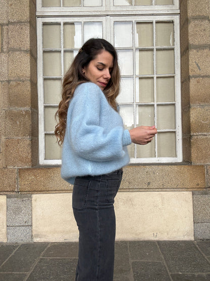 Maille en mohair et laine Gaia bleu glacier