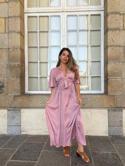 Robe longue Suzy vieux rose