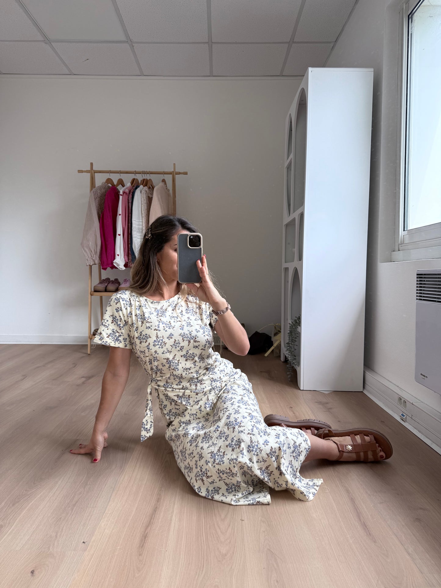 Robe longue à noeud Lucia bleue