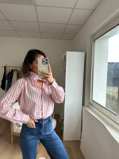 Blouse à rayures Colette roses et blanches