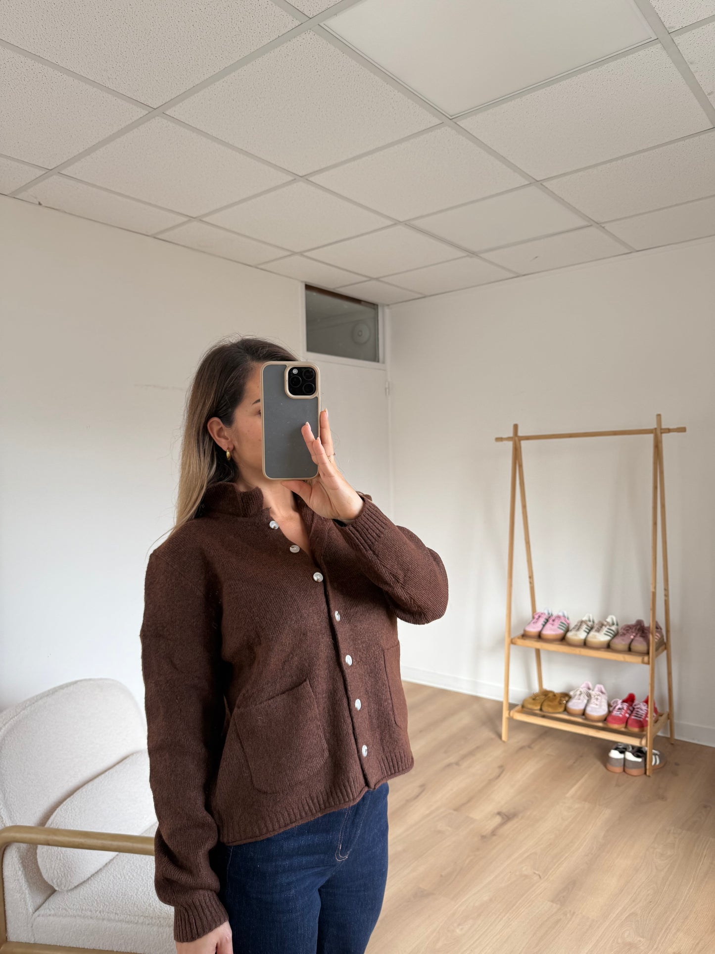 Cardigan à col Colette chocolat