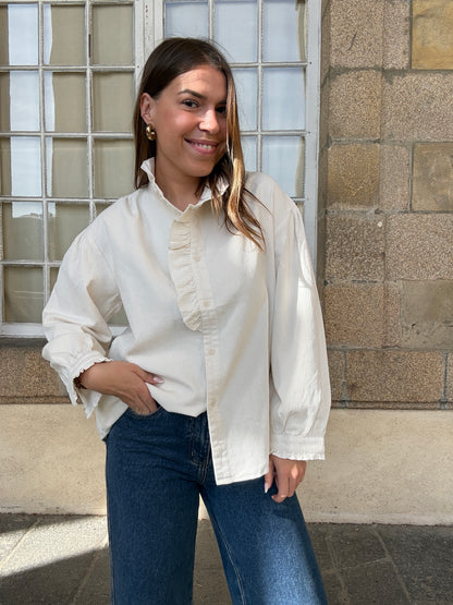 Blouse à col volanté Margaux blanche