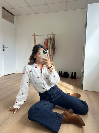 Blouse Victoire cœur en gaze de coton