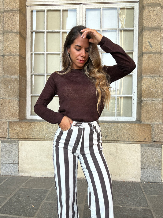 Pull fin Faustine chocolat