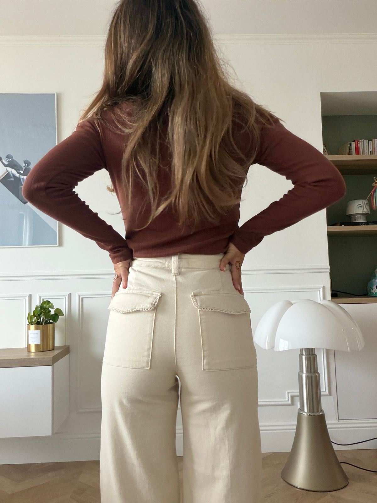 Jean Vichy à détails dentelle beige