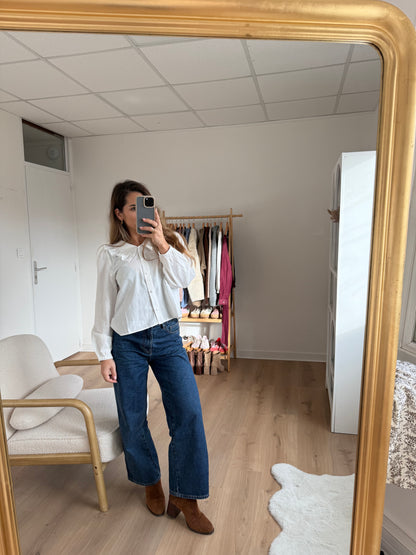 Blouse à col large blanche Coline