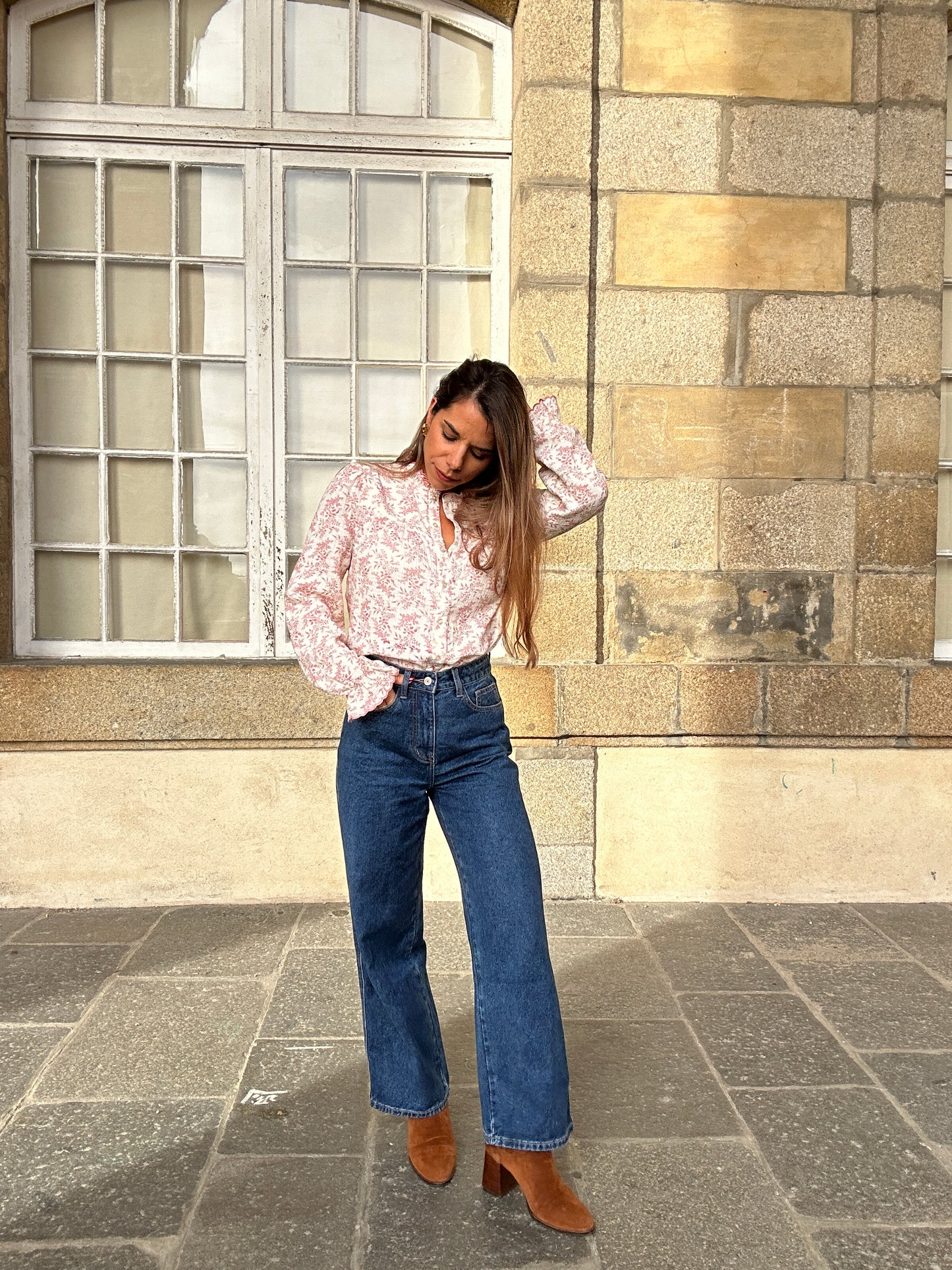 Blouse fleurie Amélia rose