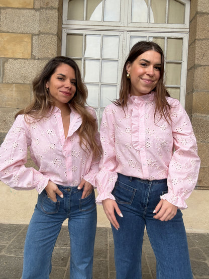 Blouse brodée baby pink Apolline