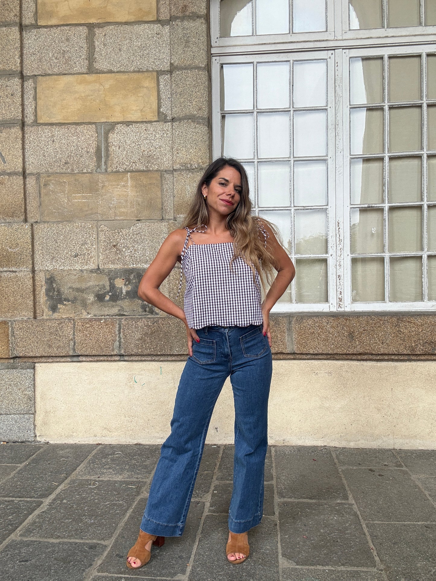 Top vichy Aimée marron
