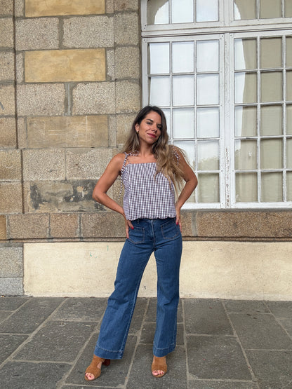 Top vichy Aimée marron