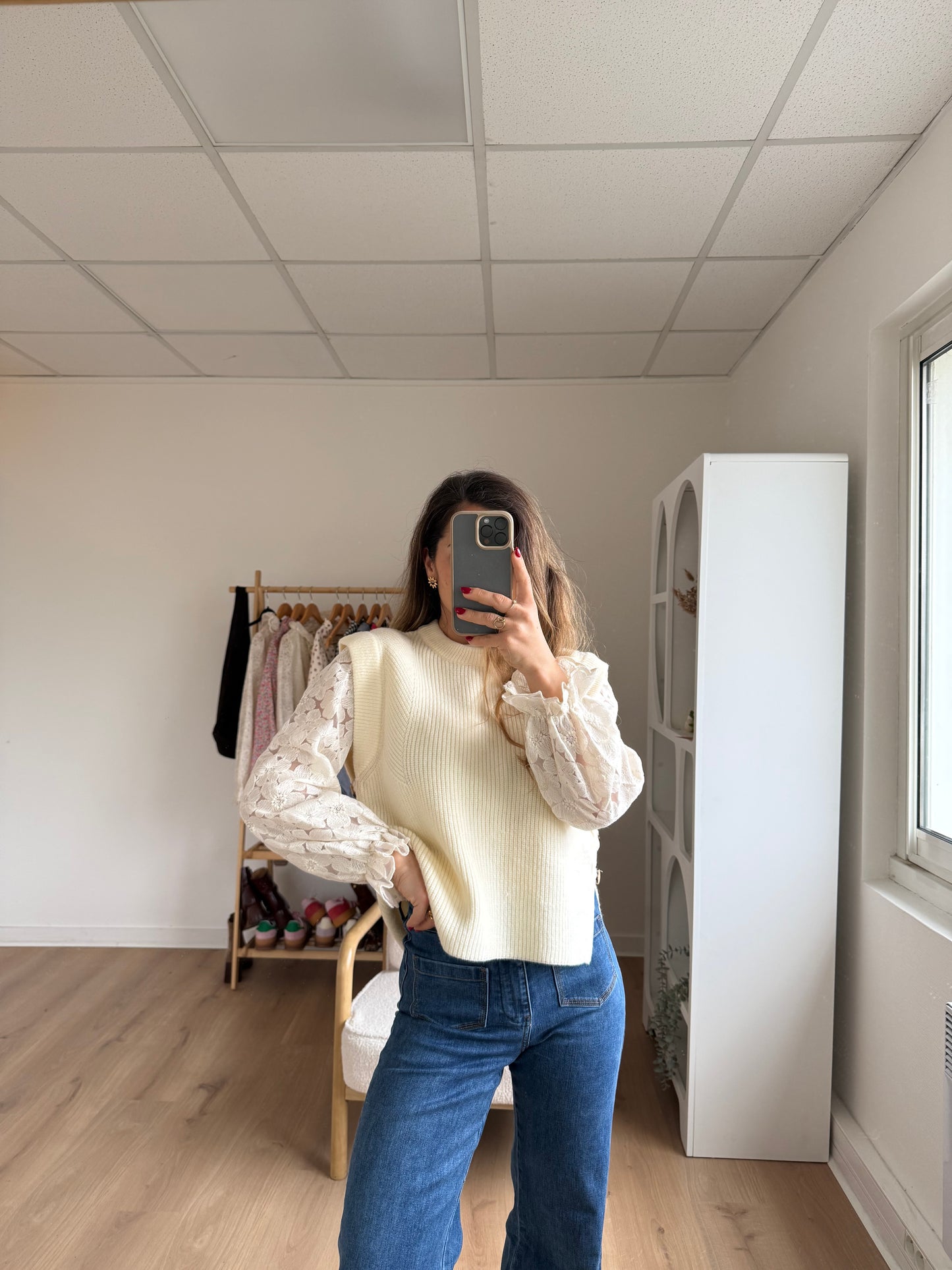 Pull sans manches Isaure écru