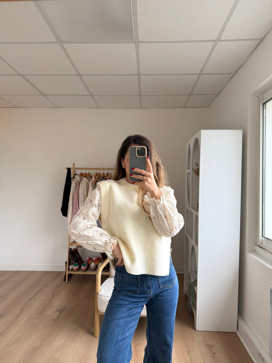 Pull sans manches Isaure écru