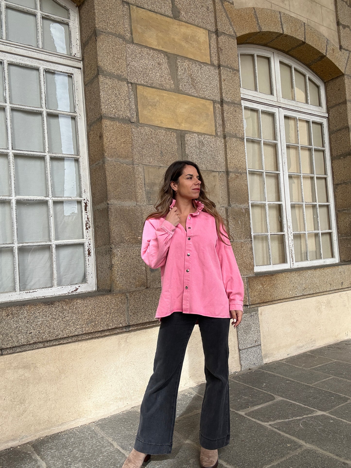 Veste en jean Céleste rose bonbon