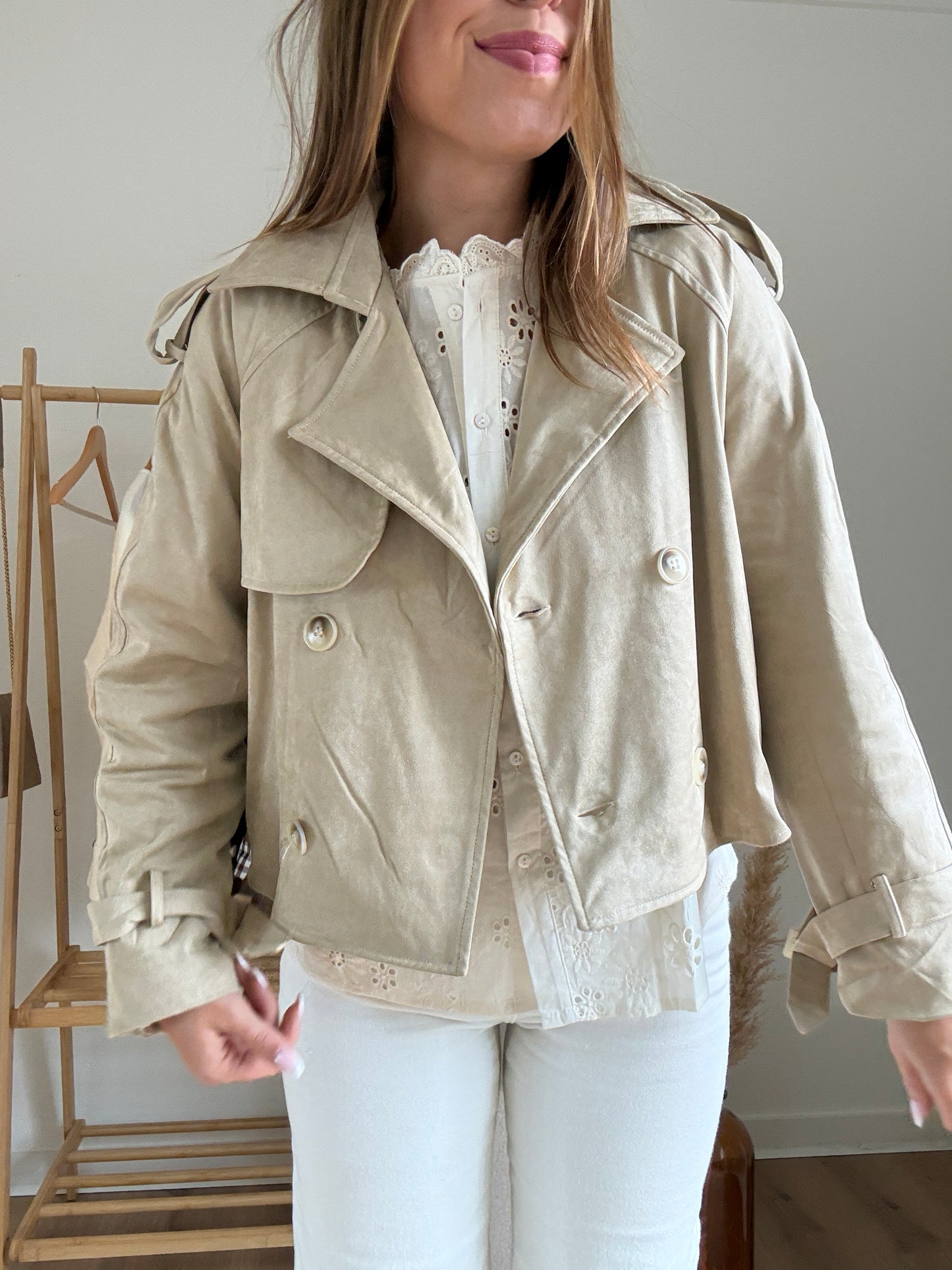 Veste effet suédine Jihane beige