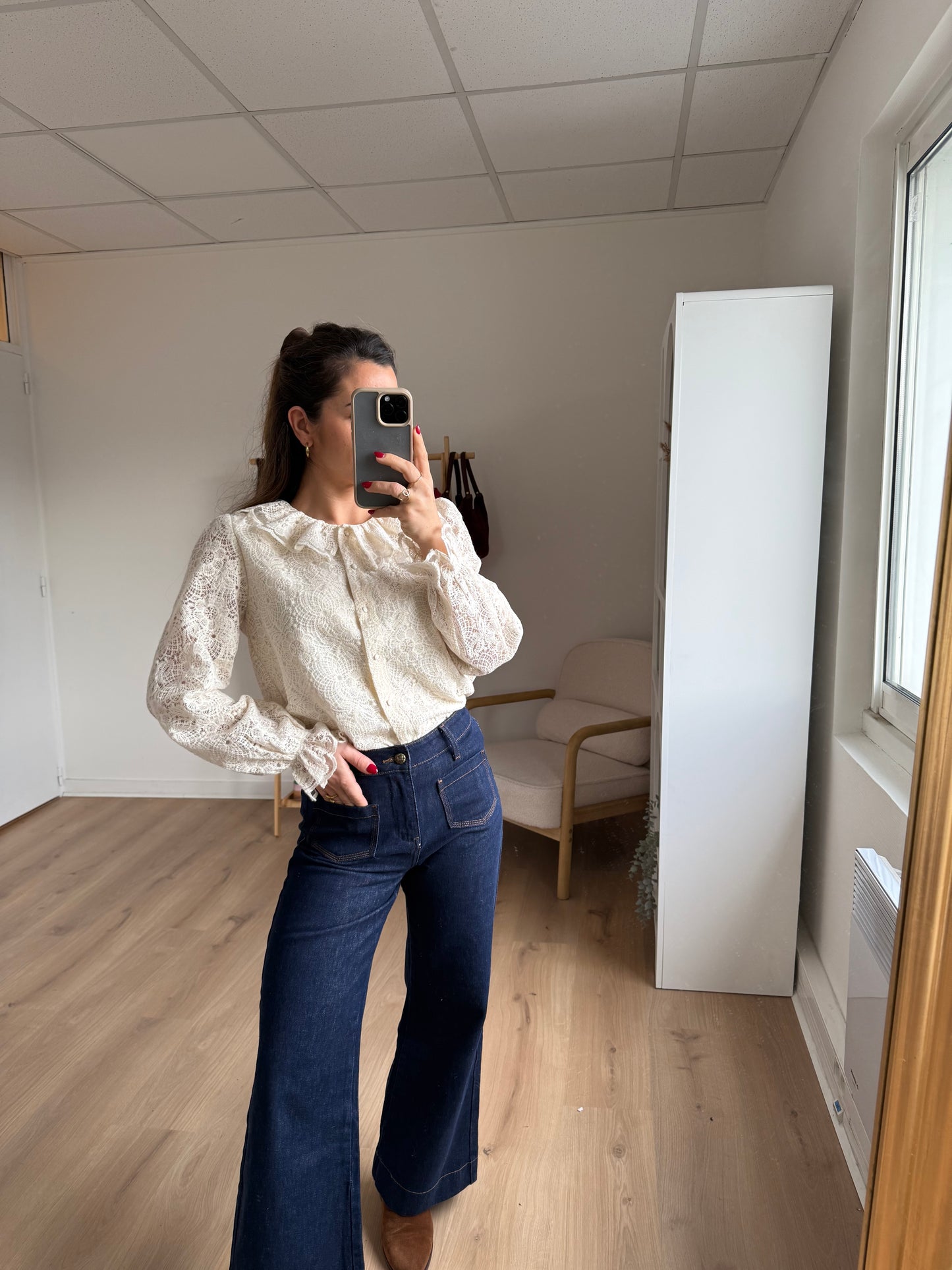 Blouse en dentelle écrue Constance