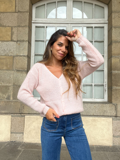 Cardigan en laine rose Alice