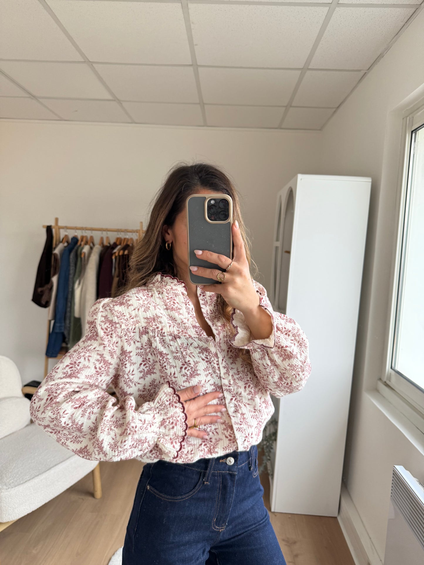 Blouse fleurie Amélia Bordeaux