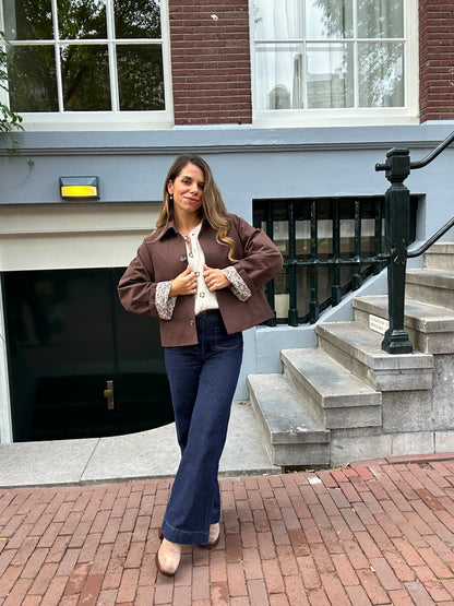 Veste trench Edith en coton Liberty marron
