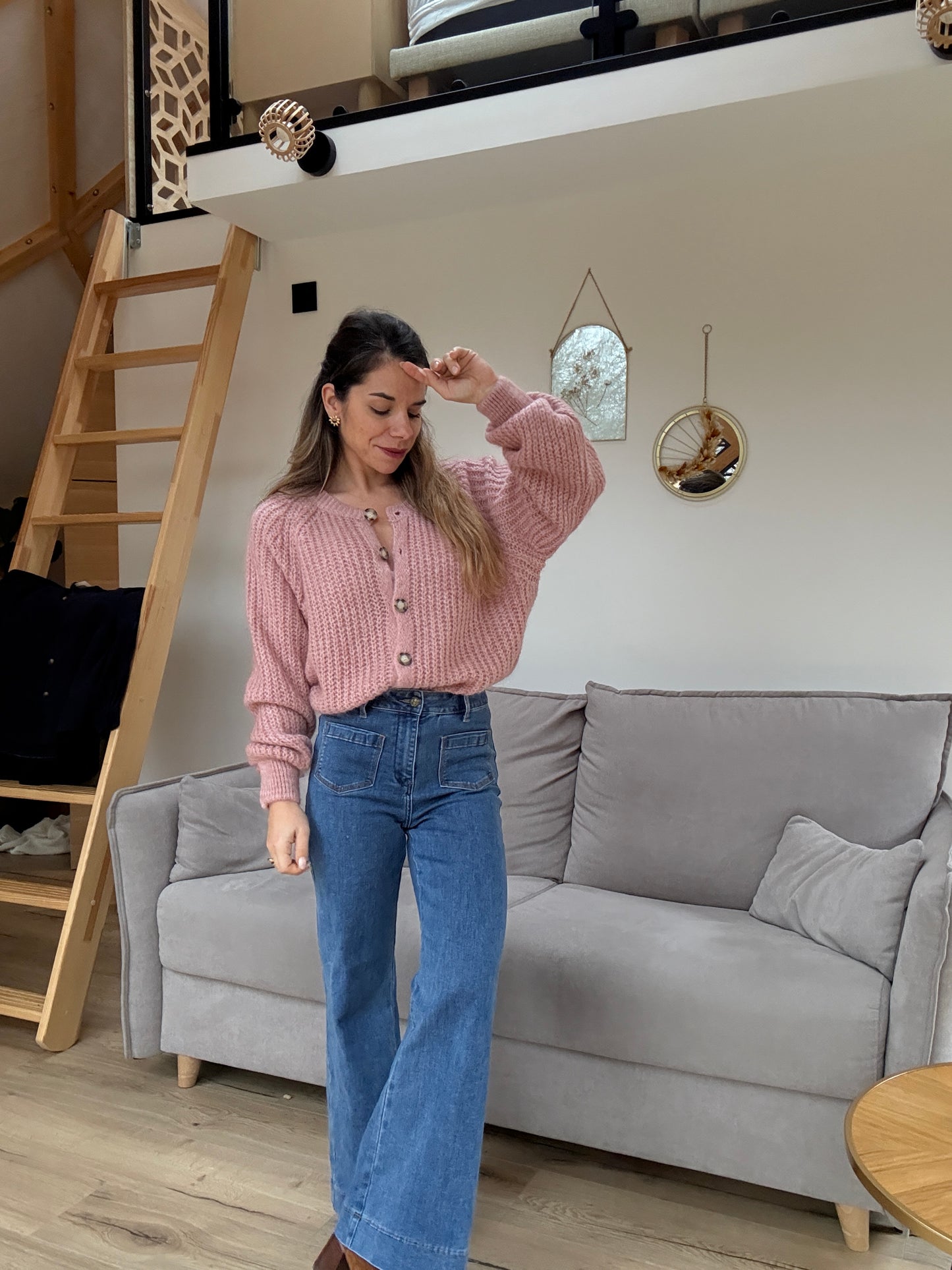 Cardigan rose chiné Honorine