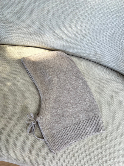 Cagoule léopard en laine et cachemire taupe