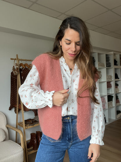 Gilet sans manches en mohair et laine Alma