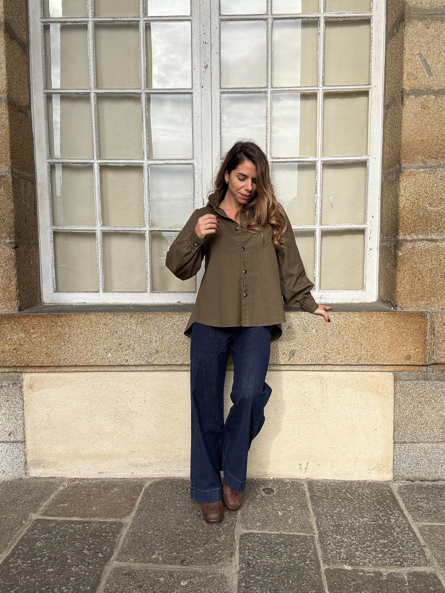 Veste en jean Céleste kaki