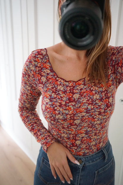 Body Martha fleuri bordeaux